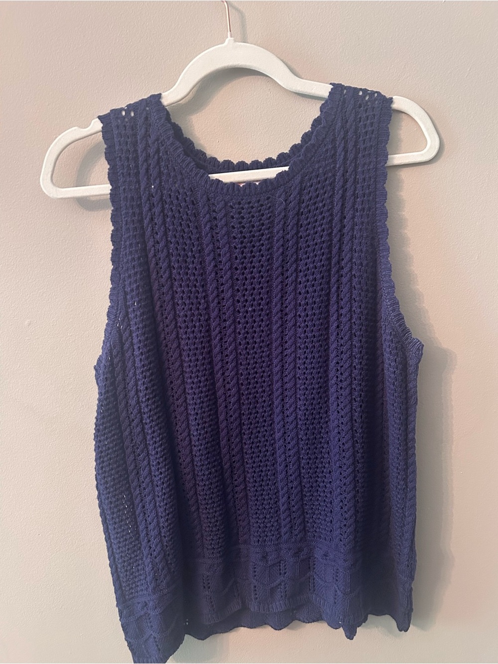 Women’s Navy Crochet Knit Sleeveless Top NEW without tags. Never worn.